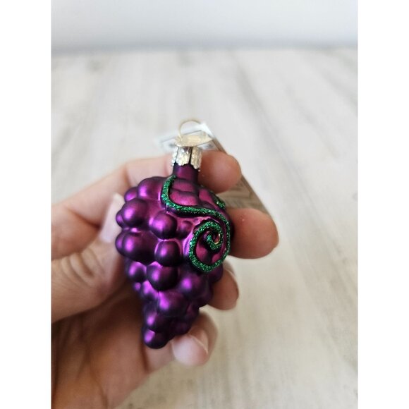 Old world OWC mini grapes fruit ornament glass Xmas tree glitter purple - Picture 8 of 9